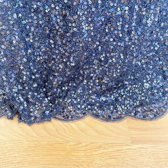 Mac Duggal 4808 Sequin V-neck Cape Sleeve Beaded Waist Gown Midnight 14 - Picture 8 of 12